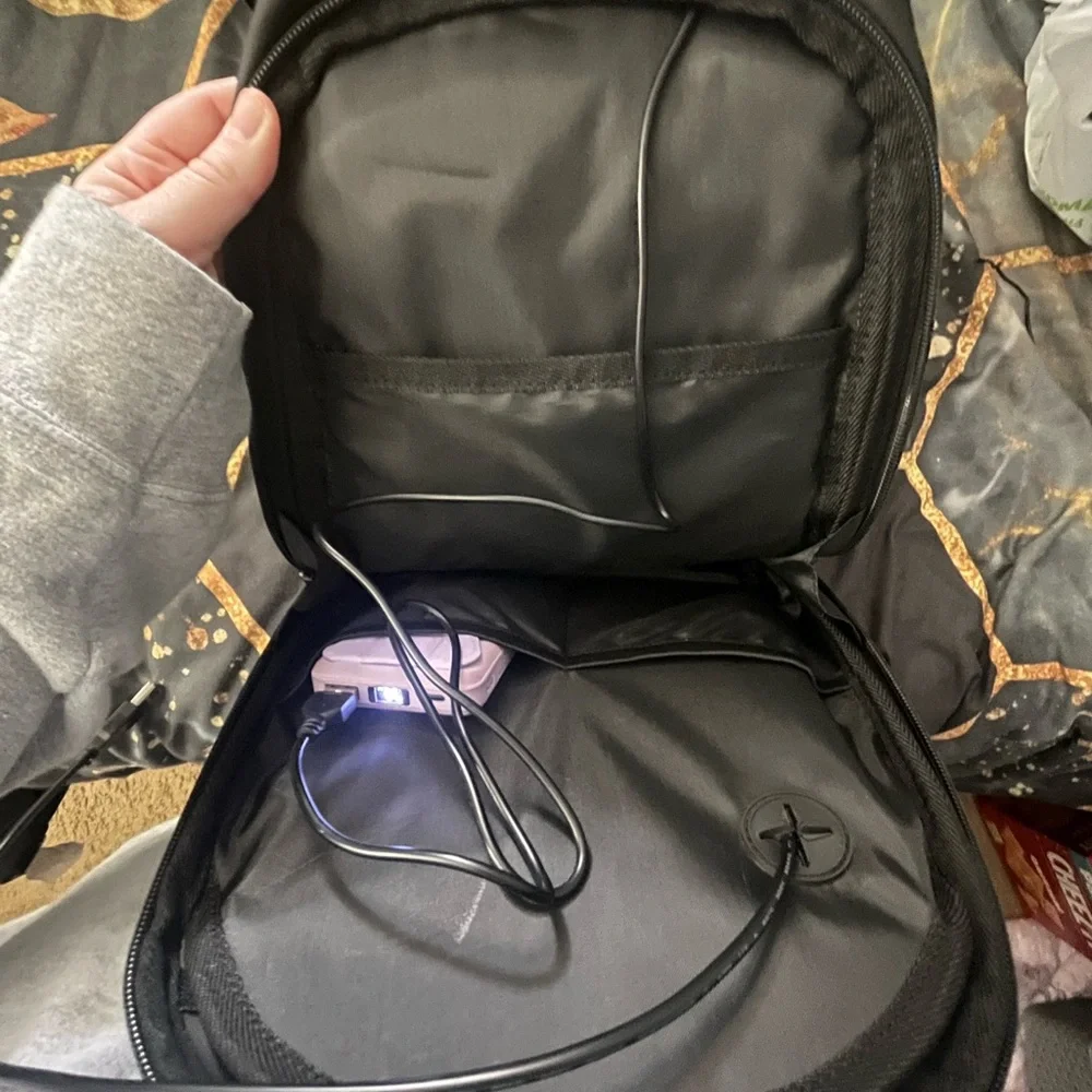 Black Backpack with USB Charging Port